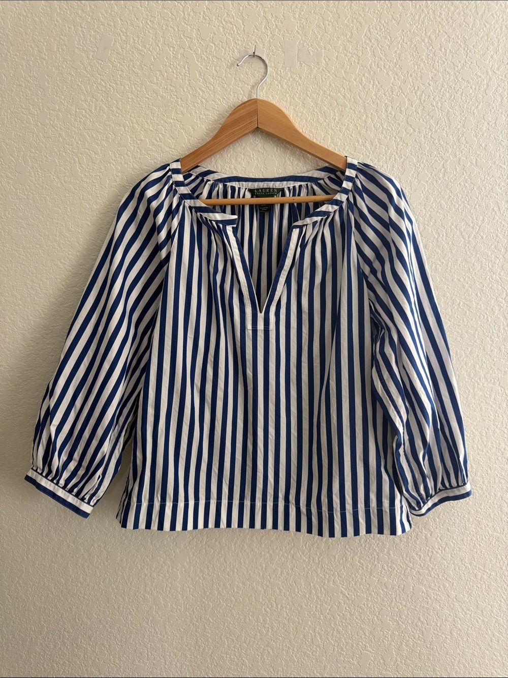 Lauren Ralph Lauren Blue & White Striped Top Size S
